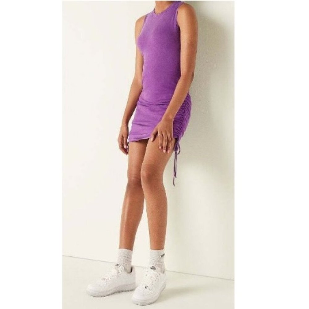 Victoria's Secret PINK Women's Ruched Side Tank Dress Purple Neon Wash XL NWT